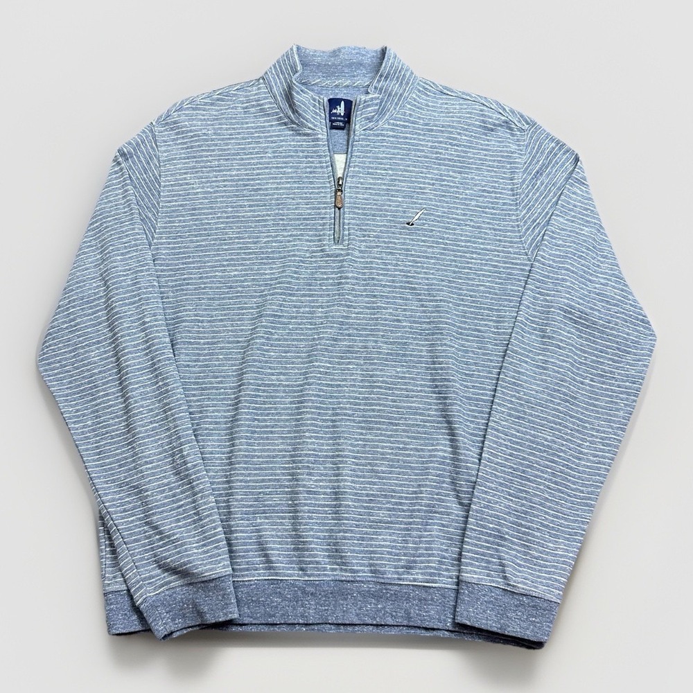 Johnnie-O Pullover Mens L Sully Quarter Zip Regular Fit Striped Blue Legacy Golf